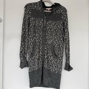 Rebecca Taylor Animal Print Long Cardigan Sweater